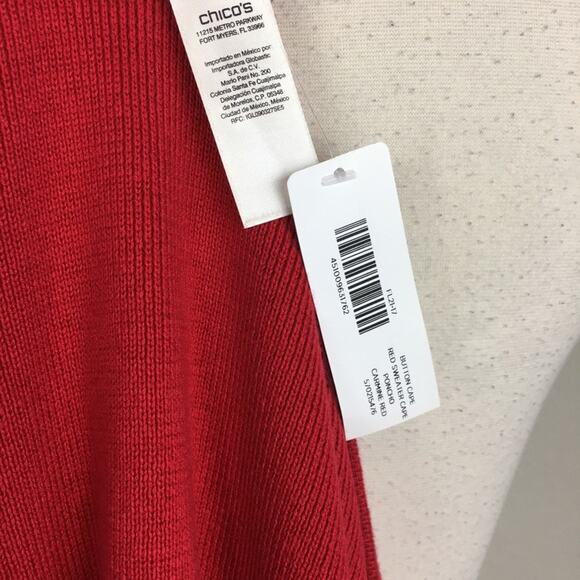 Chico's Red Sweater Cape NWT Poncho S/M - Picture 8 of 8